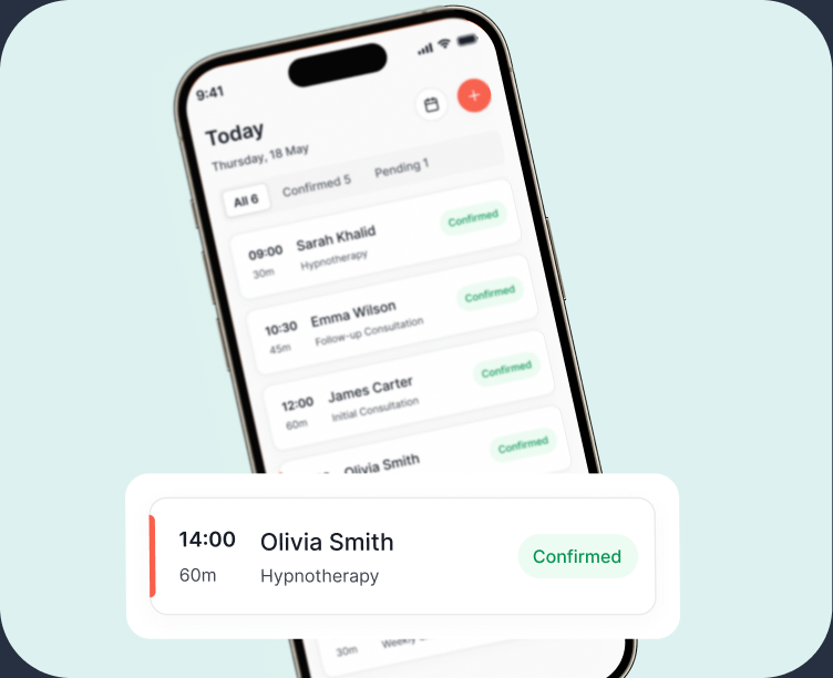 Today's schedule with confirmed and pending appointments